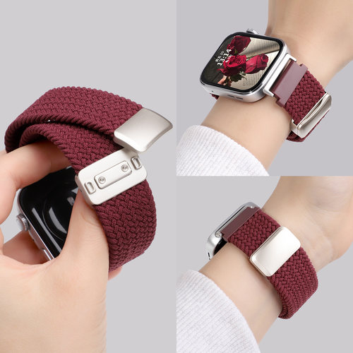 新年红适用于华为fit4手表带新款FIT4Pro磁吸fit3编织腕带智能运动Watchfit2/1时尚New/SE男女高级手环替换带