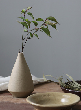 复古陶罐素烧迷你粗陶小花瓶陶土原色ins风干花插花摆件