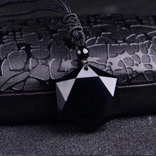 ZRM Fashion Black Obsidian Pendant Necklace Obsidian Star