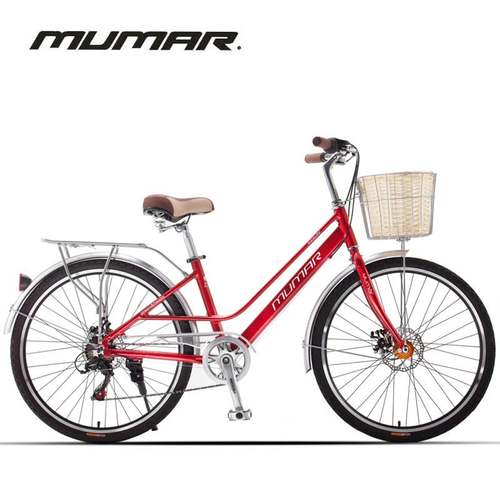 美国牧马人自行车女式26寸铝合金变速碟煞淑女男通勤学生轻便单车