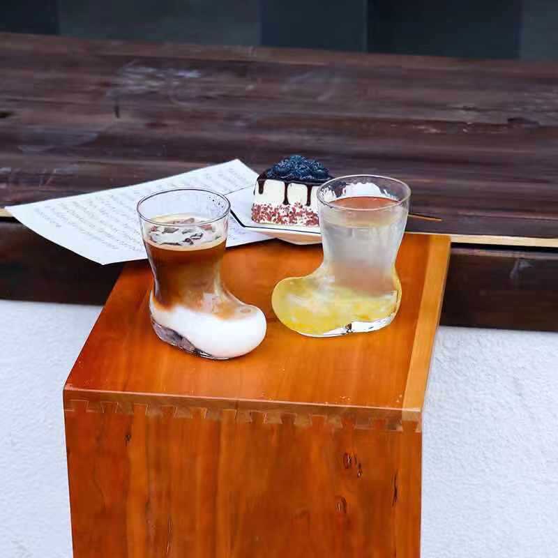 ins风玻璃杯冰美式咖啡杯早餐牛奶杯果汁冷饮料杯冷萃水杯子