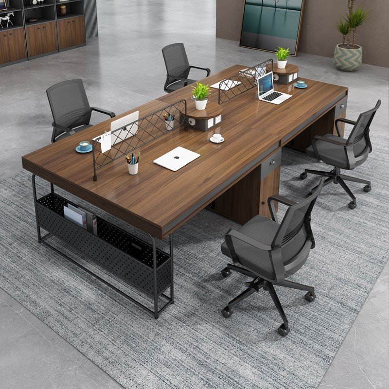 办公室桌椅组合员工卡座4人位桌子简约现代双四6人工位职员办公桌