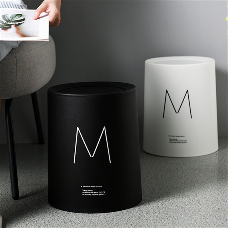 8L Nordic Simple Plastic Trash Can Office Bathroom Kitchen T
