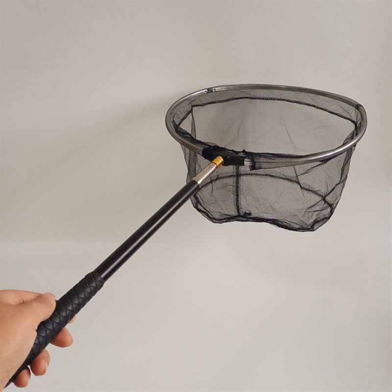 超轻短节捞网杆超短伸缩杆迷你小捞网可携式鲫鱼小号不锈钢捞网杆