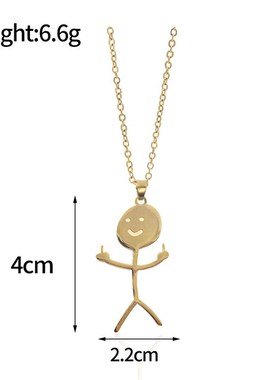 涂鸦小人项链 趣味钛钢火柴人耳环吊坠Funny Doodle Necklace跨境