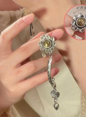 会转的莲花手錬旋转手镯民族风时来运转可转动莲花六字真言手錬