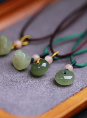 项链天然和田玉吊坠平安扣莲蓬简约款女可调节短文艺男女项坠范风