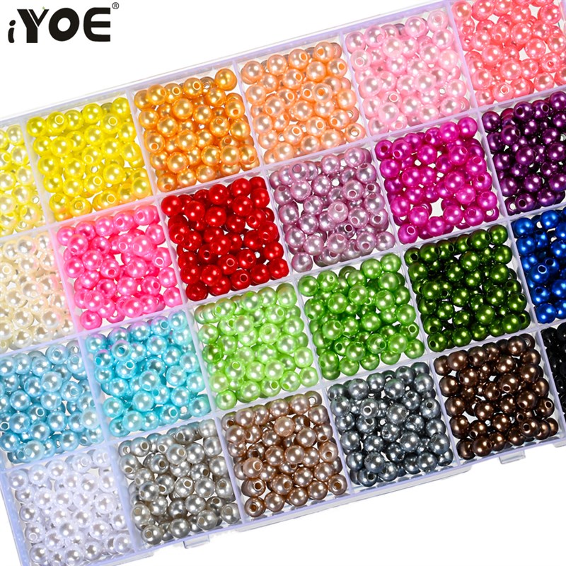 新品iYOE 3/4/5/6/8/10/12mm Colorful Acrylic Pearl Beads Loos