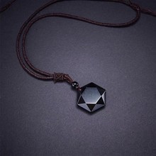 ZRM Fashion Black Obsidian Pendant Necklace Obsidian Star Pe