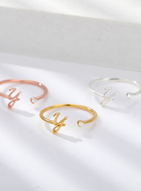 Exquisite Simple Initial Letter Rings For Women Stackable Na