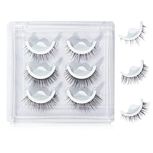 HOSAILY 3 Styles Reusable Self Adhesive Eyelashes  No Eyelin
