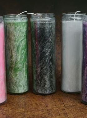 七彩照明用香薰氛围红色绿色白色黄色黑色 冰花蜡玻璃瓶蜡烛