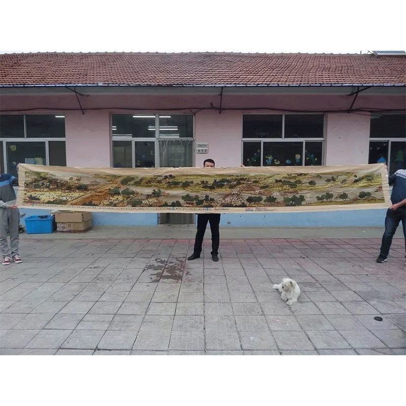 织巢鸟纯手工十字绣成品满绣清明上河图6米22米客厅别墅宴会厅装