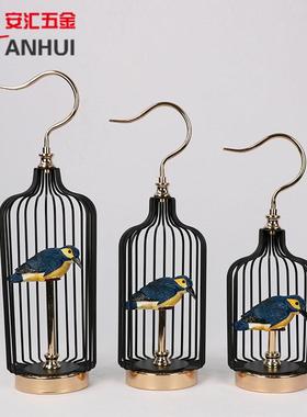 新中式品鸟笼家居北欧摆件美式样板间创意客厅玄关书房金属摆件