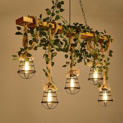 新款直销美式乡村创意个性麻绳吊灯工业风复古烧烤店农家乐收银台