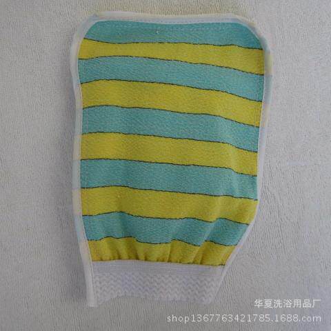 新款直销双面一面毛巾一面澡巾布洗澡巾 好用搓澡人丝彩条澡巾 沐