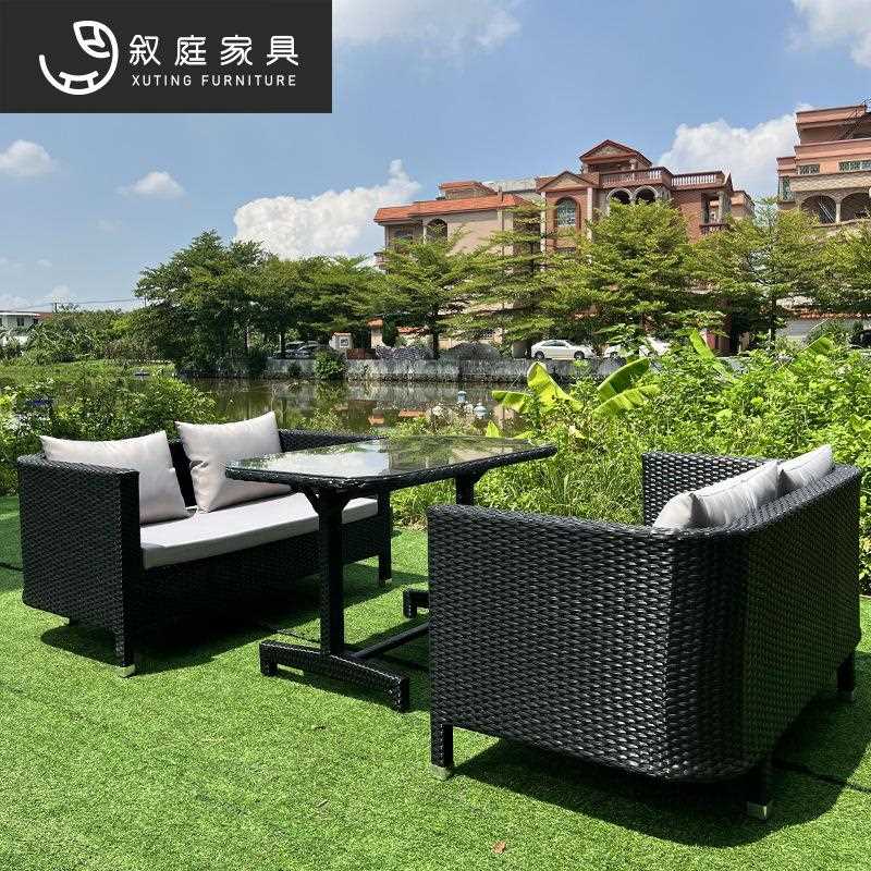 新款直销户外餐饮奶茶店休闲卡座沙发庭院天台酒吧咖啡厅藤编桌椅