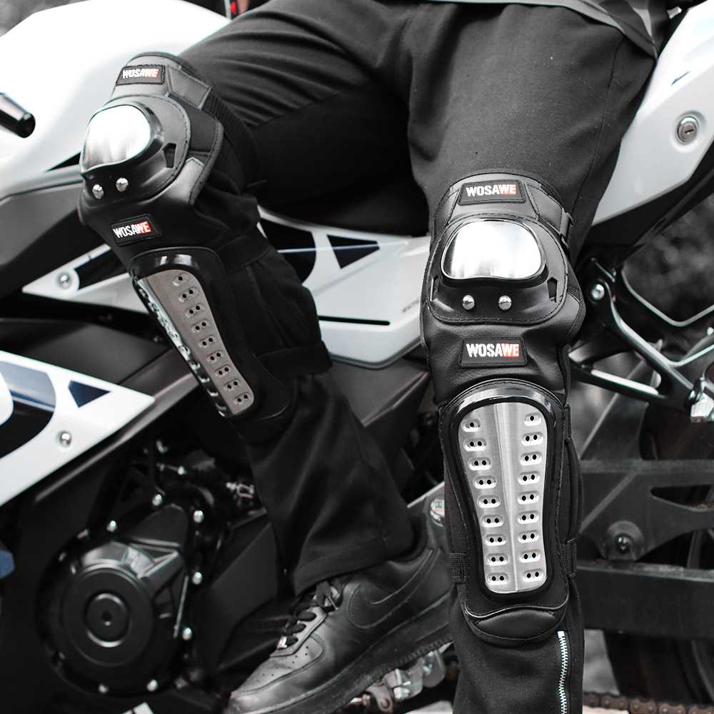 新款直销WOSAWE跨境货源越野摩托不锈钢护膝机车护膝摩托车赛车护