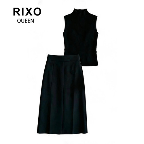 RIXO QUEEN高级感一整套女黑色无袖背心女夏季2026新款高腰半身裙