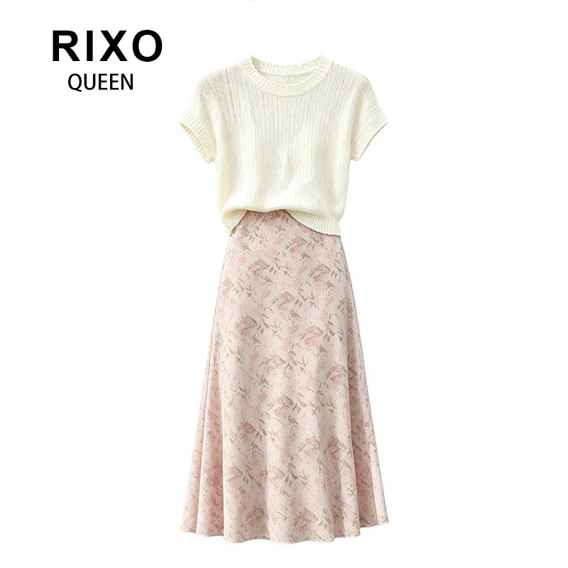 RIXO QUEEN减龄上衣碎花半身裙子女夏季盐系轻熟穿搭一整套长裙图片