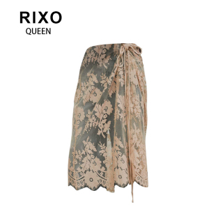 RIXO QUEEN沙丘玫瑰重工手工刺绣镂空半身裙屁帘女叠穿一片式裙子