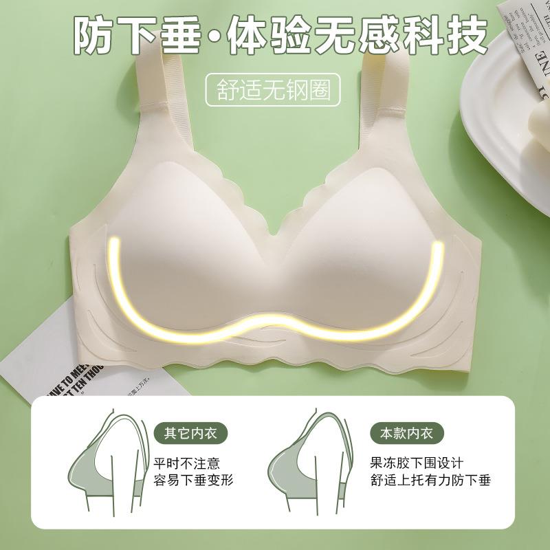 新款直销无痕运动内衣女无钢圈大胸显小薄款防下垂收副乳大码孕妇