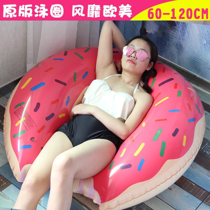 新款直销欧美品质甜甜圈游泳圈 成人超大号加厚救生圈120cm现货