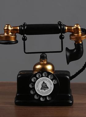 新款直销欧式复古老式树脂转盘电话模型创意家居办公室玄关装饰电