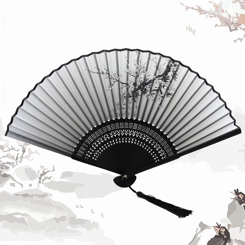 新款直销扇子折扇汉服古风中国风绢布扇男女扇日式和风旗袍手持竹