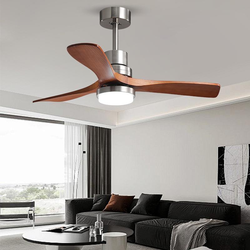 直销新款新款中古实木客厅餐厅风扇灯智能变频电扇灯卧室吸顶一体