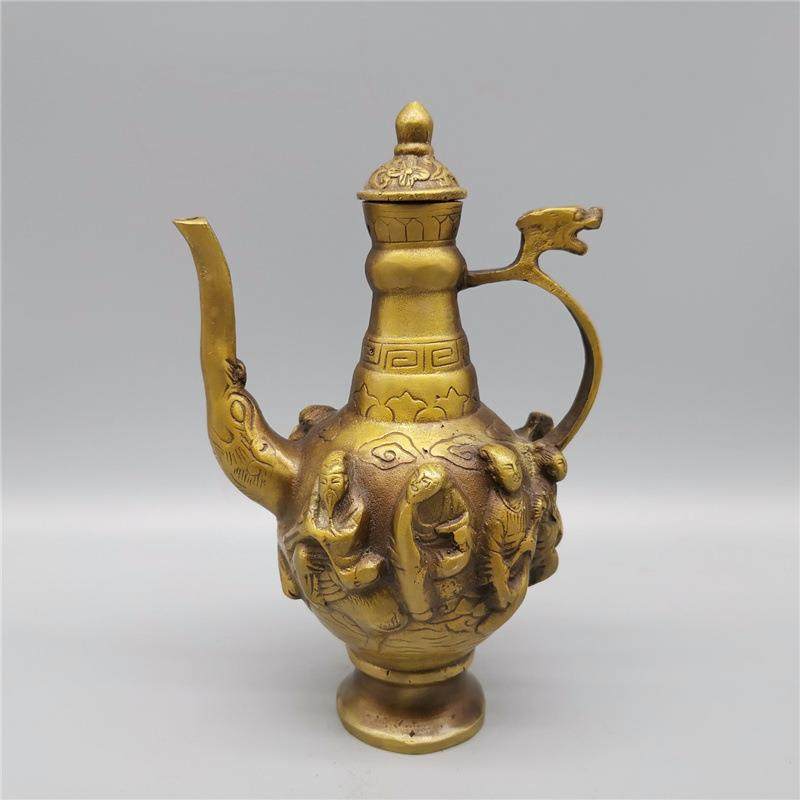 新款直销古玩工艺品仿古做旧工艺品铜八仙壶酒壶茶壶摆件家居装饰,家居饰品,装饰摆件,淘宝优惠券,粉丝福利购,淘宝优惠卷