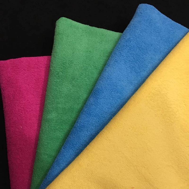 直销新款双面超细涤锦纤维毛巾布面料经编不掉毛洗车理发浴巾布料