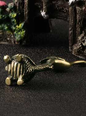 直销新款古玩铜器摆件老物件铜铸鹤占鳌头香插摆件传世老包浆精美