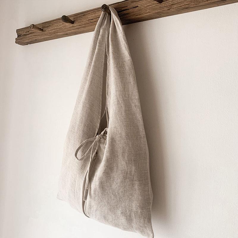 新款直销麻布袋小众设计感单肩包中式亚麻粗布混纺手提袋文艺购物