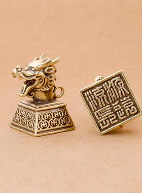 新款直销纯黄铜做旧十二生肖印章摆件家居客厅桌面小摆件装饰送礼