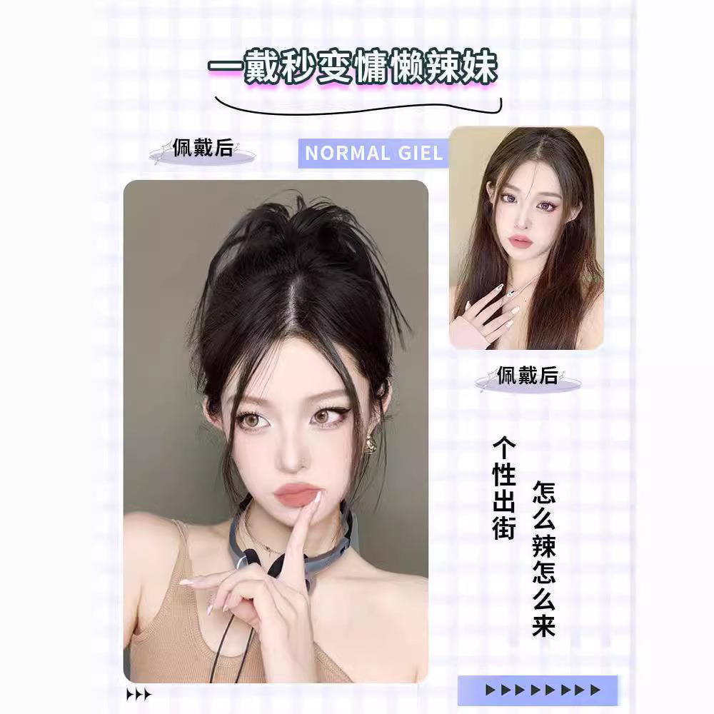 新款直销假发女 丸子头假发圈蓬松时尚自然抓夹鸡窝头发圈 甜酷辣