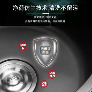 直销黑色水槽单槽圆形304不锈钢纳米洗菜盆洗碗厨房家用台下 新款
