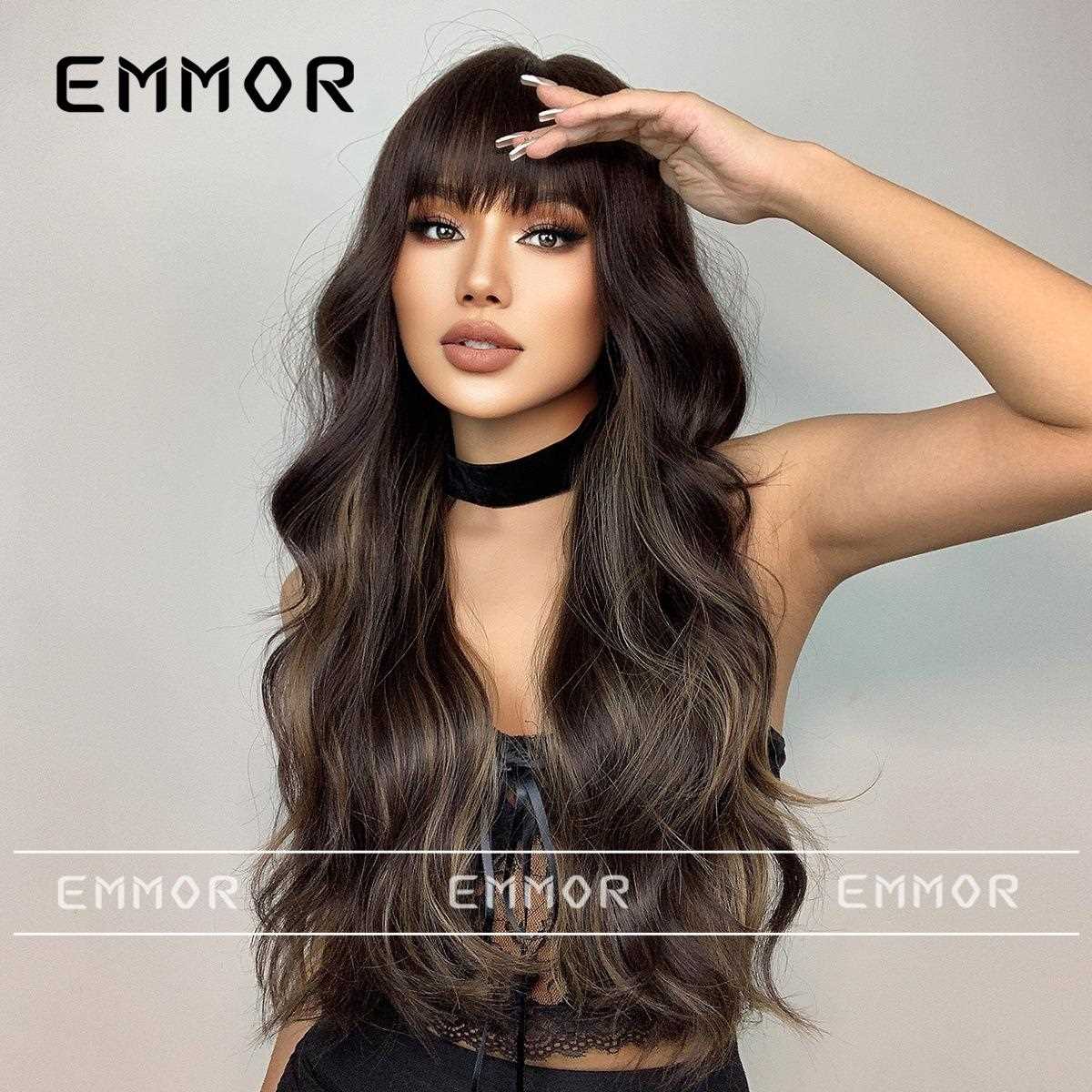 新款直销气质新品时尚女士假发 长卷发带刘海黑棕色欧美风大波浪