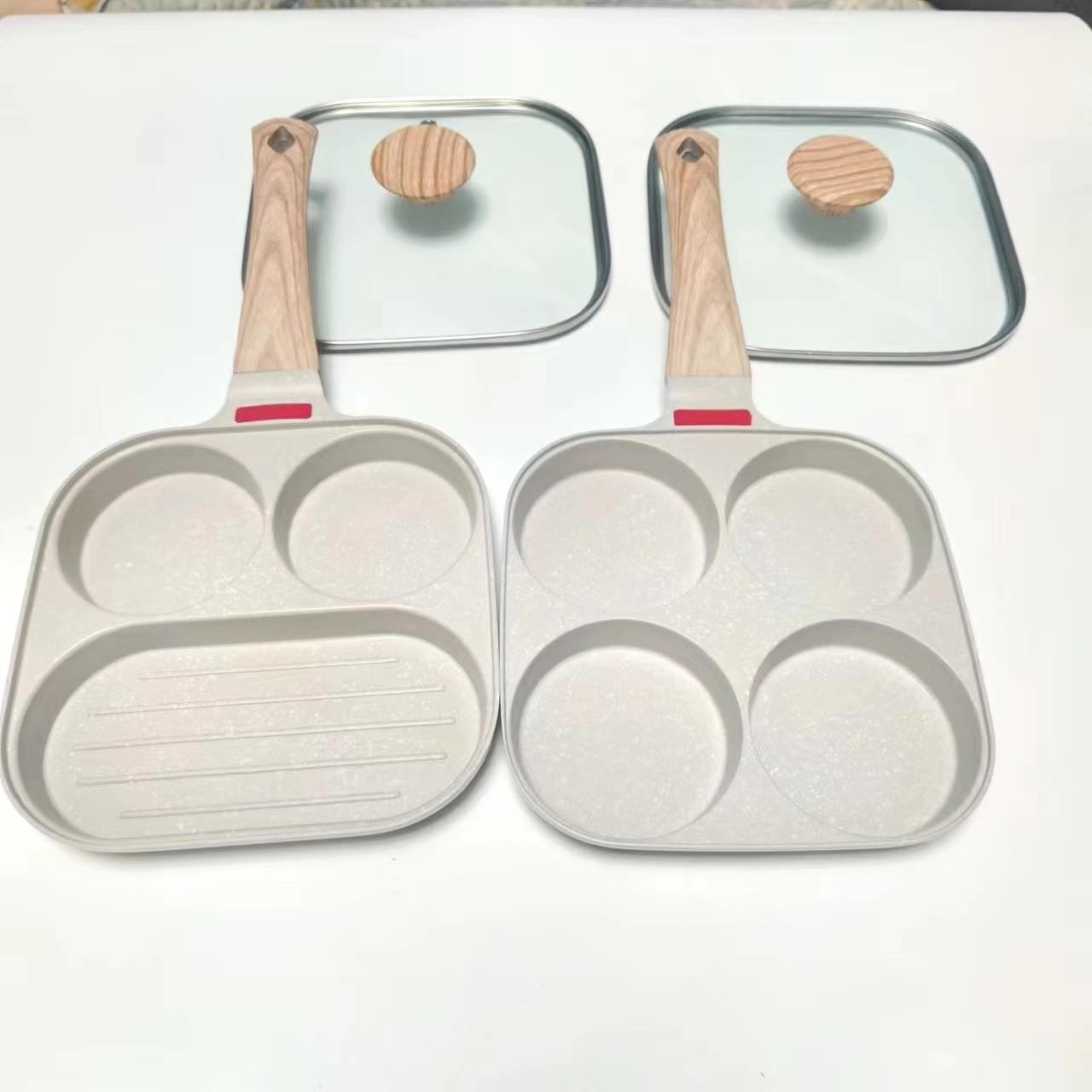 新款直销汉堡锅家用平底不粘锅三合一迷你牛排煎锅早餐煎蛋神器麦