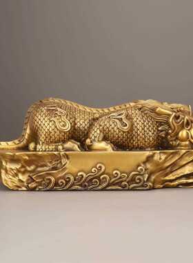 新款直销全黄铜吐水蚣蝮镇避水吸水兽瑞兽玄关酒柜办公桌装饰摆件