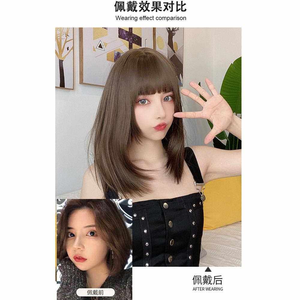 新款直销假发女韩版 网红齐肩锁骨短发自然头套内扣长直发