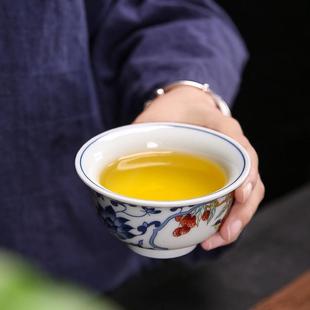 新款 大号 直销茶杯陶瓷高档家用主人杯品茗杯单杯功夫茶具套装 中式