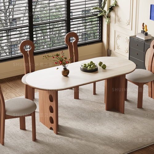 广东佛山德利丰岩板白蜡木实木桌