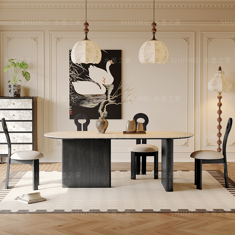 德利丰正品岩板实木餐桌