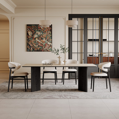 广东佛山德利丰洞石白蜡实木餐桌