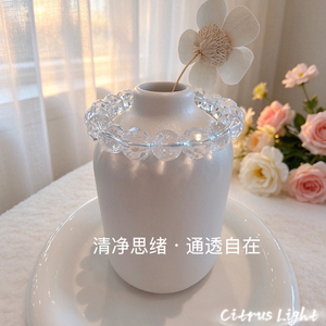 凌朔 原创设计小众品牌 爆闪切面白水晶白阿塞天然水晶手串手链女