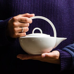 日式茶壶纯白色骨瓷提梁壶过滤陶瓷单壶 白瓷花茶壶沏茶泡茶壶