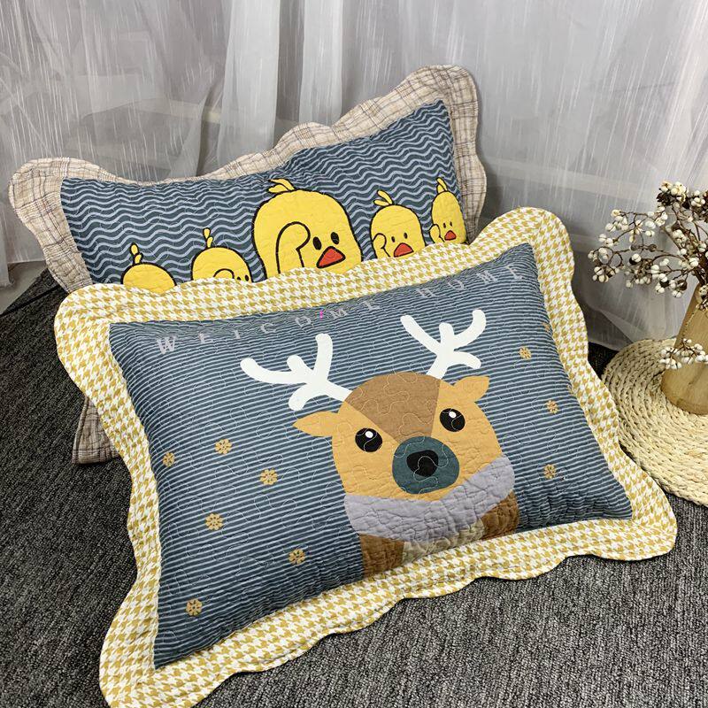 一只装全棉衍缝布艺枕套40.60+5cm全棉枕头套学生单人枕套包邮