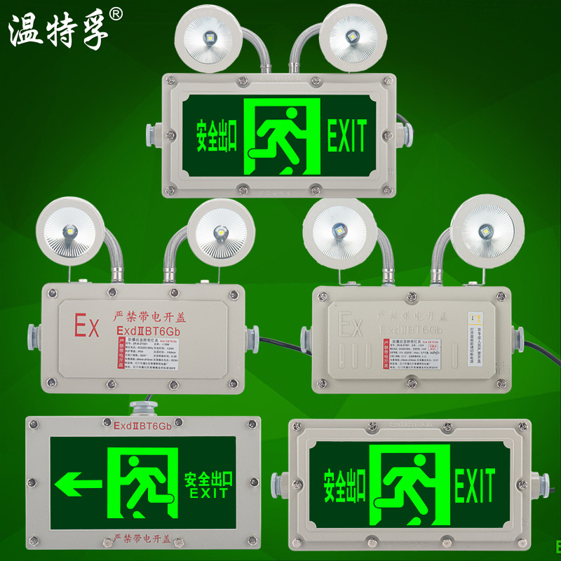 温特孚LED新国标EX防爆消防双头应急灯指示牌疏散安全出口标志灯