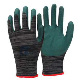 6-24双装天盛强力花纱墨绿平挂橡胶手套劳保透气防油耐磨工地工作